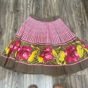 Anthropologie Odille Hibiscus Print Full Skirt